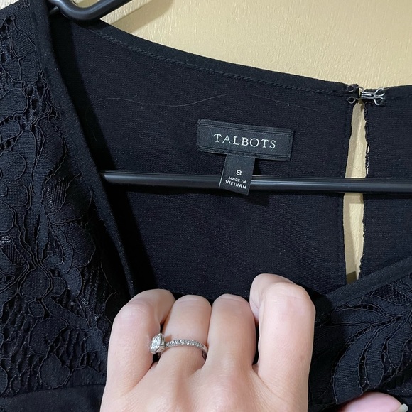 Talbots Elegant Black Lace Sleeve Dress - Picture 2 of 8